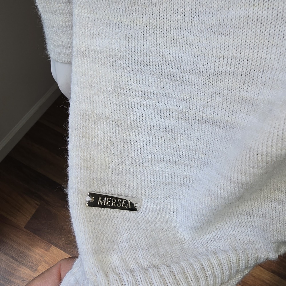 Mersea Womens Catalina V-Neck Travel Sweater One Size Heathered Gray Split Side - Picture 5 of 10